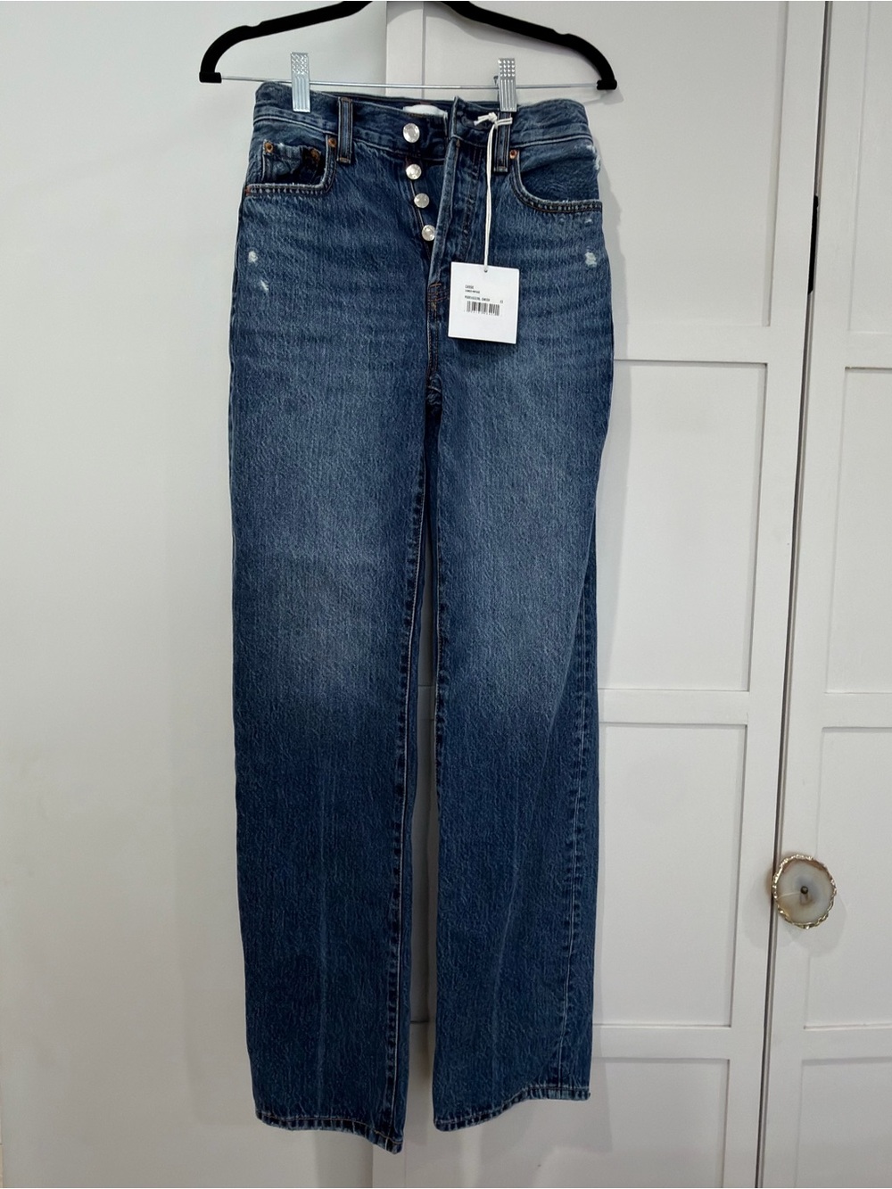 pistola Mid-High Rise Straight Leg Jeans - Dark Blue Denim